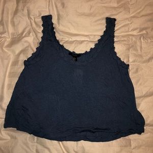 Forever 21 Blue Flower Crop Tank Top